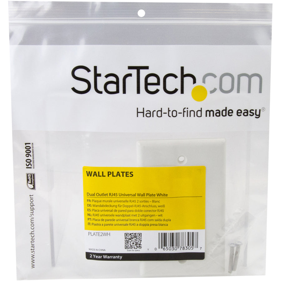 StarTech.com Dual Outlet RJ45 Universal Wall Plate White - Easy Wall Mount Data and Power Connection