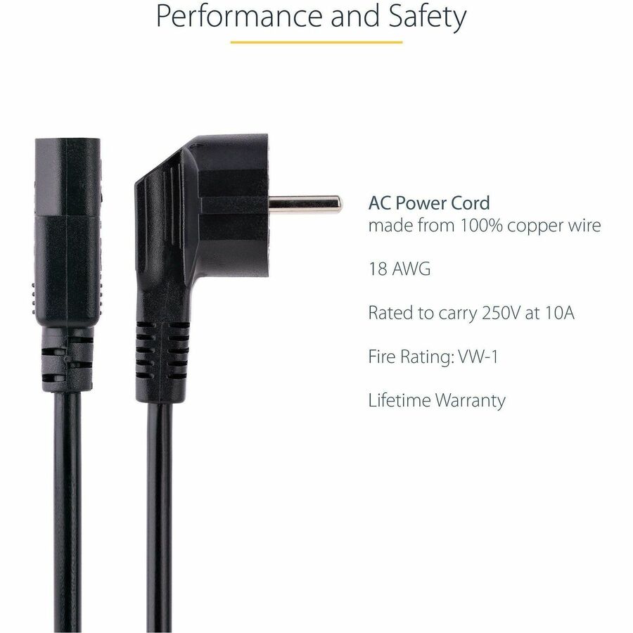 StarTech.com 6 ft European Power Cord with Schuko CEE7 Plug and IEC C13 Connector