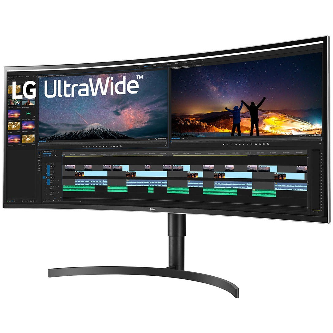 LG Ultrawide 38BN75C-B 38" UW-QHD+ Curved Screen LCD Monitor - 21:9 - High Glossy Black, Silver Spray