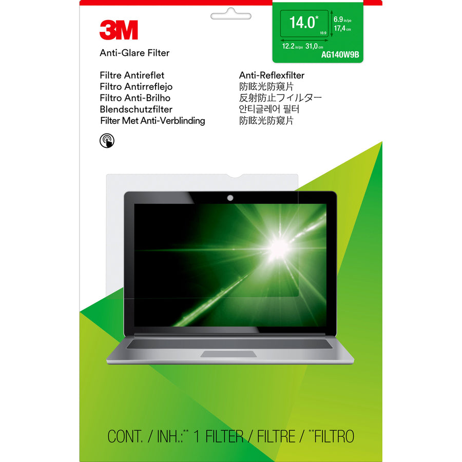 3M Anti-Glare Filter for 14 in Laptops 16:9 AG140W9B Clear, Matte