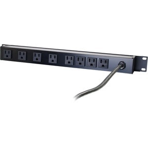 C2G 6ft Wiremold Rack Mount 8-Outlet 120v/15a Lighted Switch Power Strip