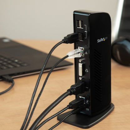 StarTech.com USB 3.0 Docking Station - Compatible with Windows / macOS - Supports Dual Displays - HDMI and DVI - DVI to VGA Adapter Included - USB3SDOCKHD