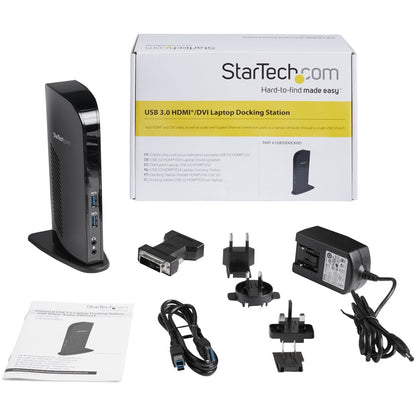 StarTech.com USB 3.0 Docking Station - Compatible with Windows / macOS - Supports Dual Displays - HDMI and DVI - DVI to VGA Adapter Included - USB3SDOCKHD