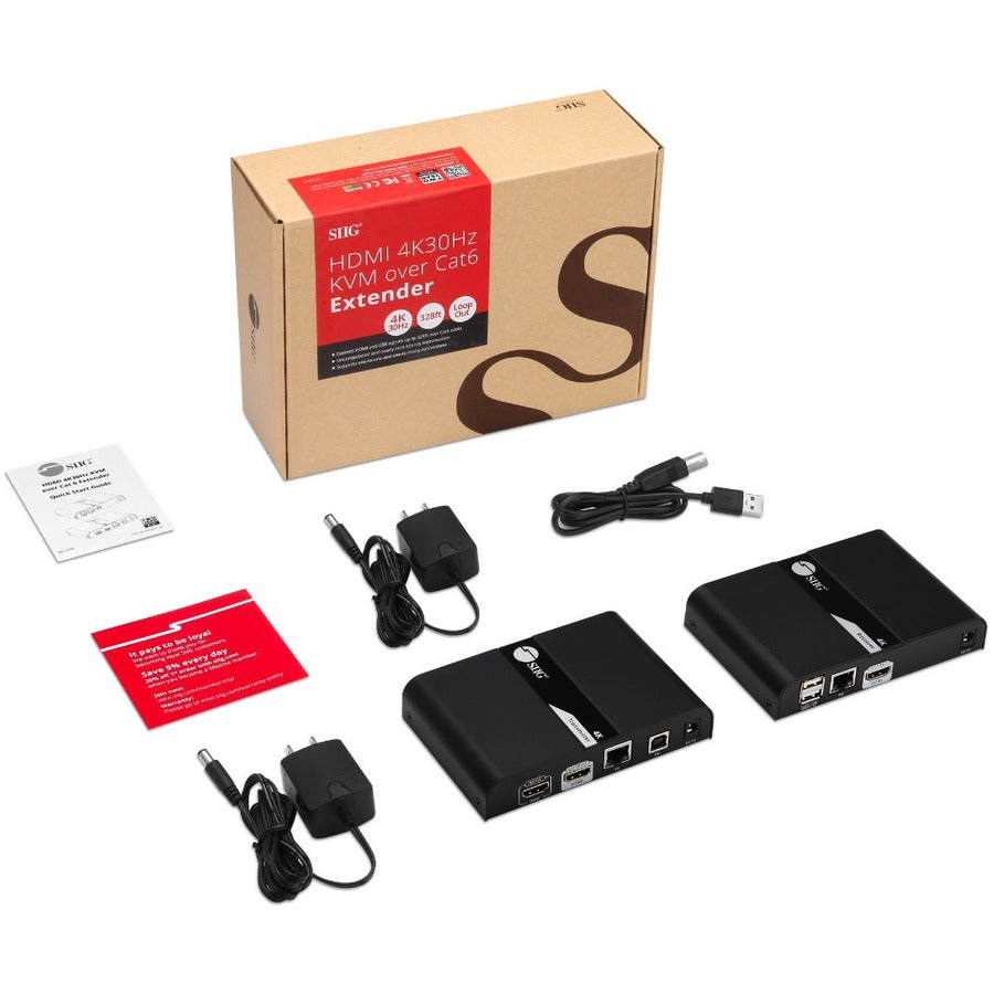 HDMI 4K30Hz KVM over Cat6 Extender - 328ft / 100M