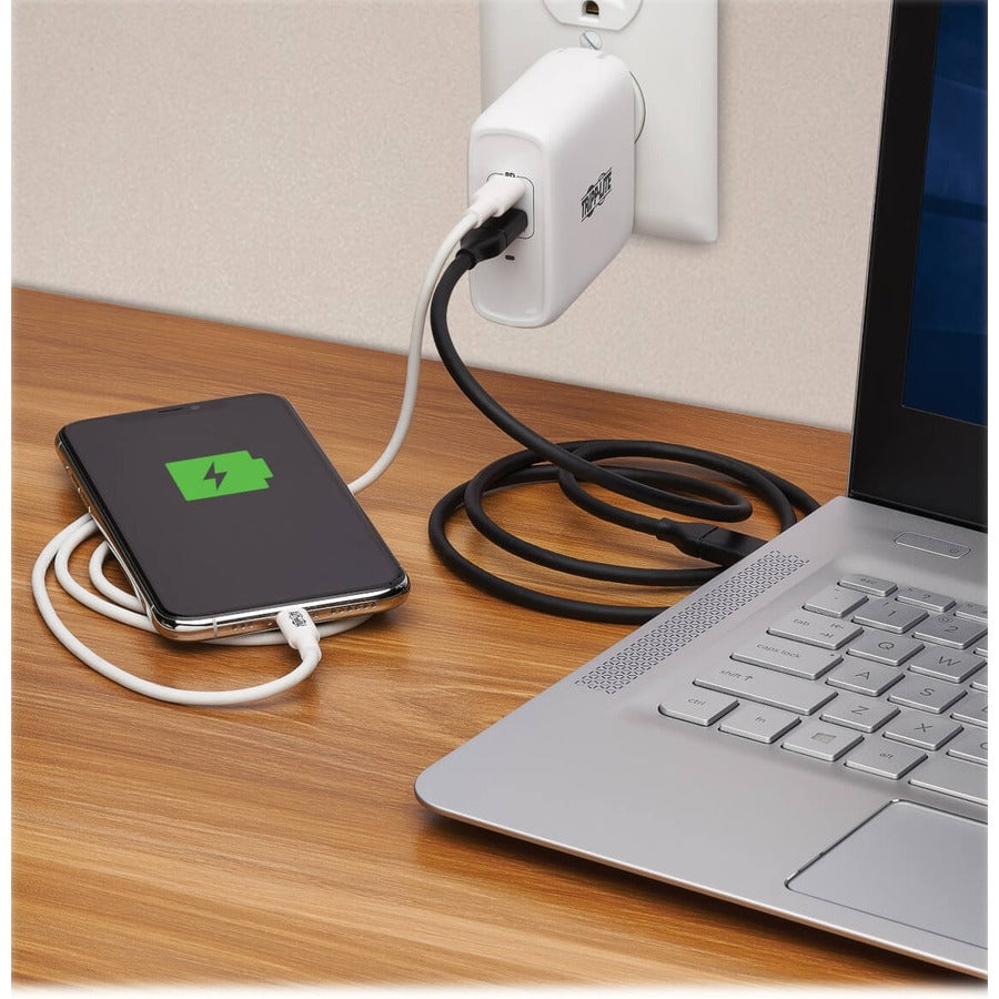 Tripp Lite USB C Wall Charger 2-Port Compact Gan Technology 68W PD3.0 White