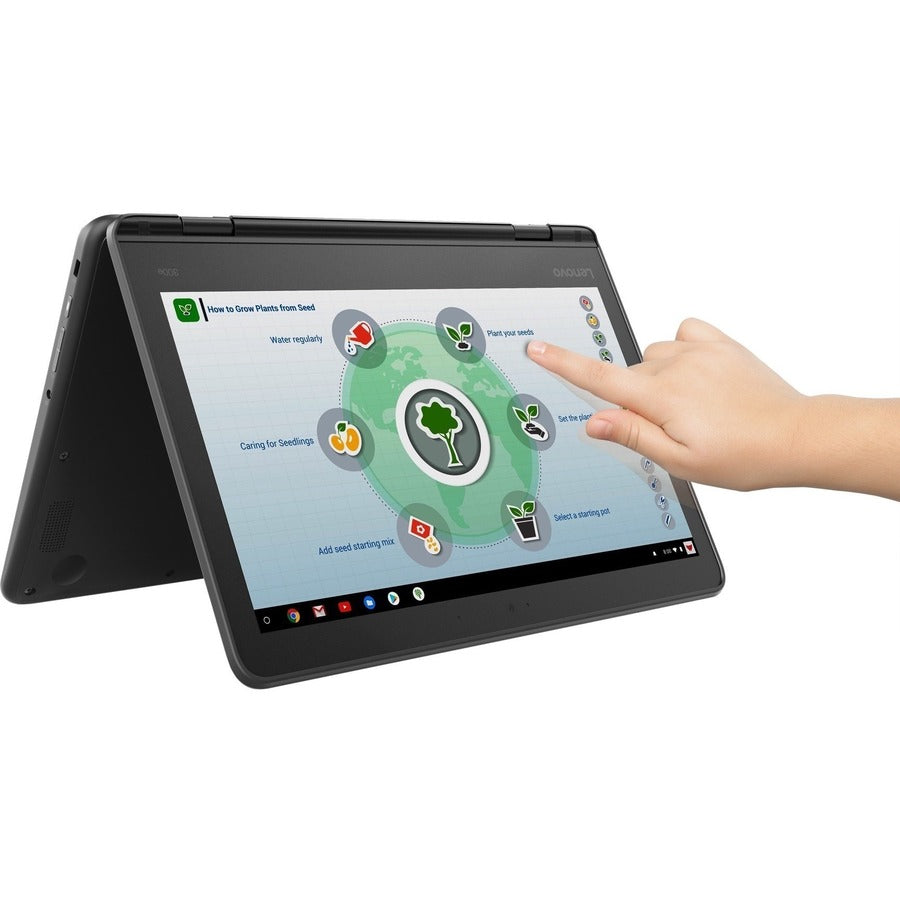 Lenovo 300e Chromebook 2nd Gen 81MB0066US 11.6" Touchscreen Rugged 2 in 1 Chromebook - HD - 1366 x 768 - Intel Celeron N4020 Dual-core (2 Core) 1.10 GHz - 4 GB RAM - 32 GB Flash Memory - Black