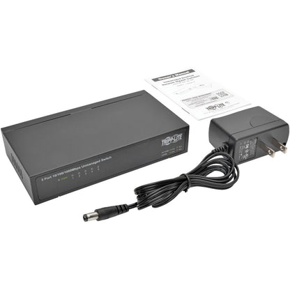 Tripp Lite 5-Port Gigabit Ethernet Switch Desktop Metal Unmanaged Switch 10/100/1000 Mbps