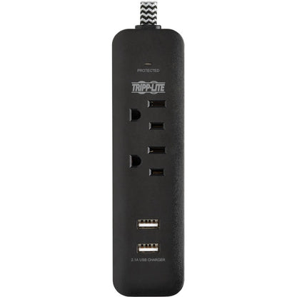 Tripp Lite Surge Protector Power Strip 2-Outlet with 2 USB Ports 2.1A 6ft Cord