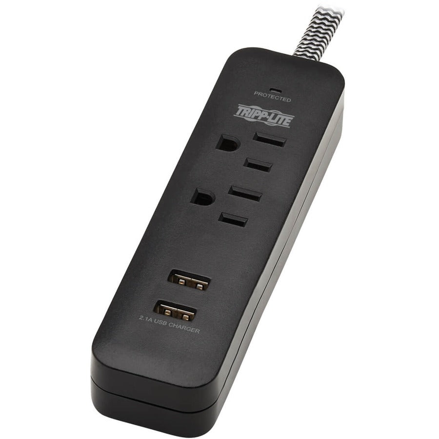Tripp Lite Surge Protector Power Strip 2-Outlet with 2 USB Ports 2.1A 6ft Cord