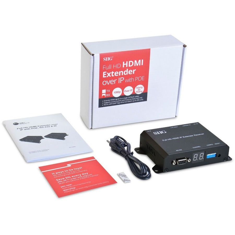 Full HD HDMI Extender over IP with PoE, RS-232 & IR - Receiver