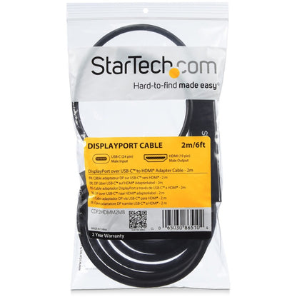 StarTech.com USB C to HDMI Cable - 6 ft / 2m - USB-C to HDMI 4K 60Hz - USB Type C to HDMI - Computer Monitor Cable