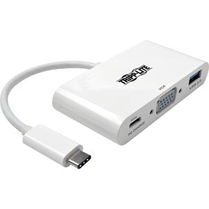 Tripp Lite USB C to VGA Multiport Video Adapter Converter w/ USB-A Hub, & USB-C PD Charging, Thunderbolt 3 Compatible, USB Type C to VGA, USB-C to VGA, USB Type-C to VGA