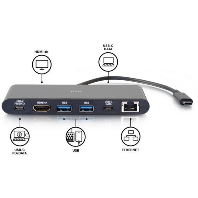C2G USB C Docking Station Kit - USB C to HDMI, Ethernet and USB & 6ft HDMI