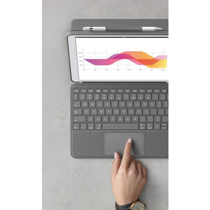 Logitech Combo Touch Keyboard/Cover Case for 12.9" Apple, Logitech iPad Pro (5th Generation) Tablet - Oxford Gray