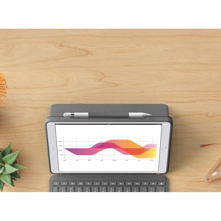 Logitech Combo Touch Keyboard/Cover Case for 12.9" Apple, Logitech iPad Pro (5th Generation) Tablet - Oxford Gray