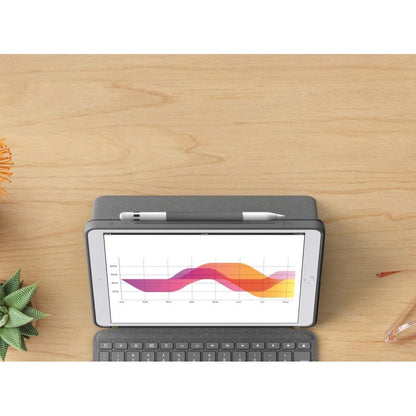 Logitech Combo Touch Keyboard/Cover Case for 12.9" Apple, Logitech iPad Pro (5th Generation) Tablet - Oxford Gray