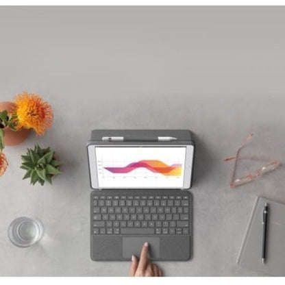 Logitech Combo Touch Keyboard/Cover Case for 12.9" Apple, Logitech iPad Pro (5th Generation) Tablet - Oxford Gray