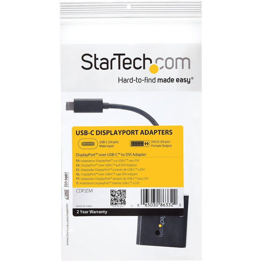 StarTech.com USB C to DVI Adapter - Thunderbolt 3 Compatible - 1920x1200 - USB-C to DVI Adapter for USB-C devices such as your 2018 iPad Pro - DVI-I Converter