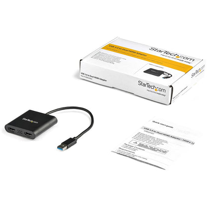 StarTech.com USB to Dual HDMI Adapter - USB to HDMI Adapter - USB 3.0 to HDMI - USB to HDMI Display Adapter - External Video Card - 4K