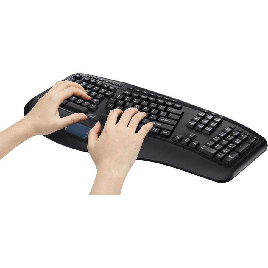 Adesso 2.4GHz Wireless Ergonomic Touchpad Keyboard