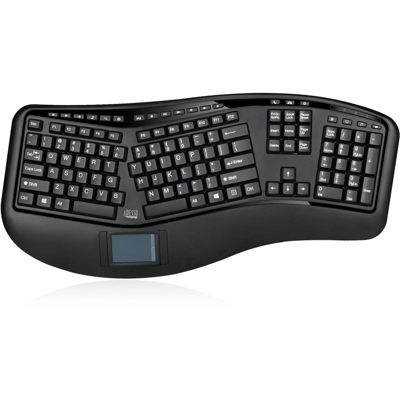 Adesso 2.4GHz Wireless Ergonomic Touchpad Keyboard