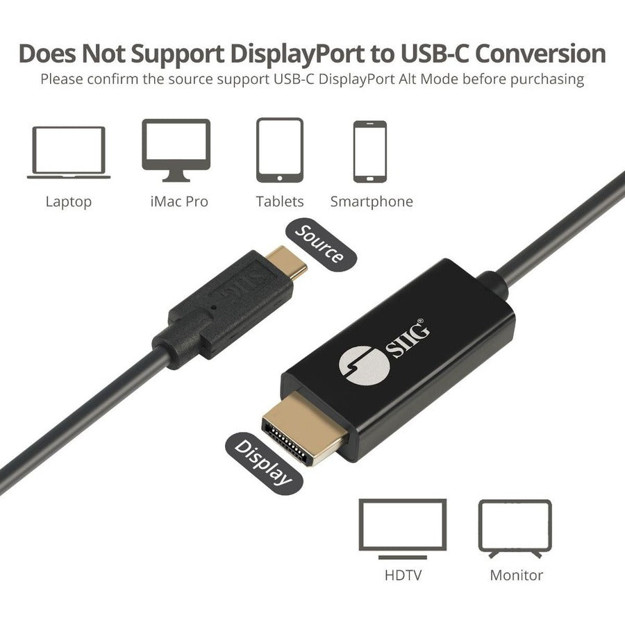 SIIG USB-C to DisplayPort Active Cable 4K 60Hz HDR - 2M