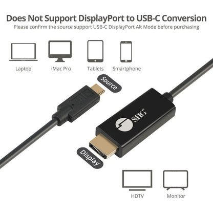SIIG USB-C to DisplayPort Active Cable 4K 60Hz HDR - 2M