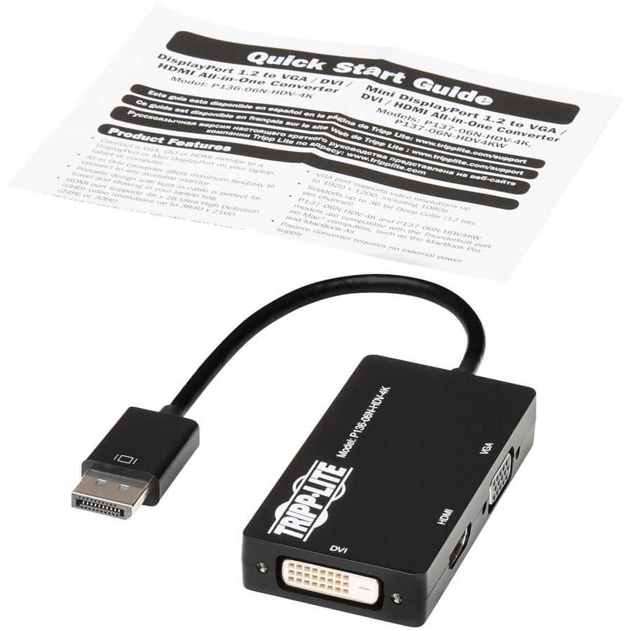 Tripp Lite DisplayPort to VGA / DVI / HDMI 4K x 2K @ 24/30Hz Adapter Converter