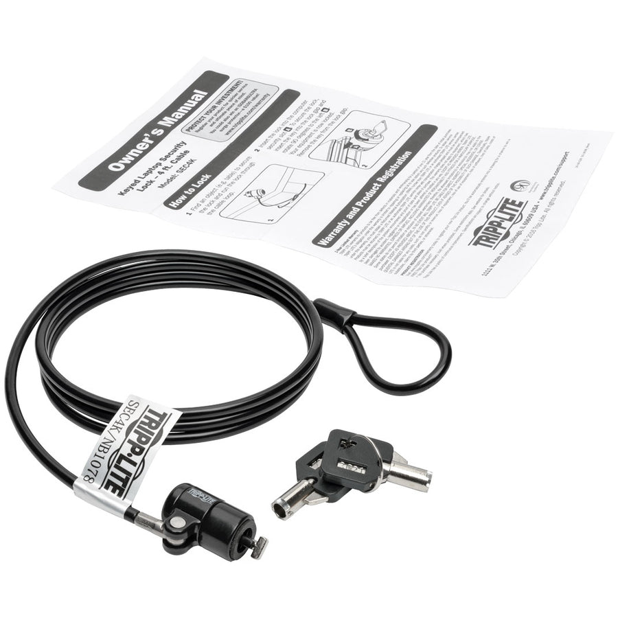Tripp Lite Laptop Security Lock Keyed Theft Deterrent Cable 4ft 4'