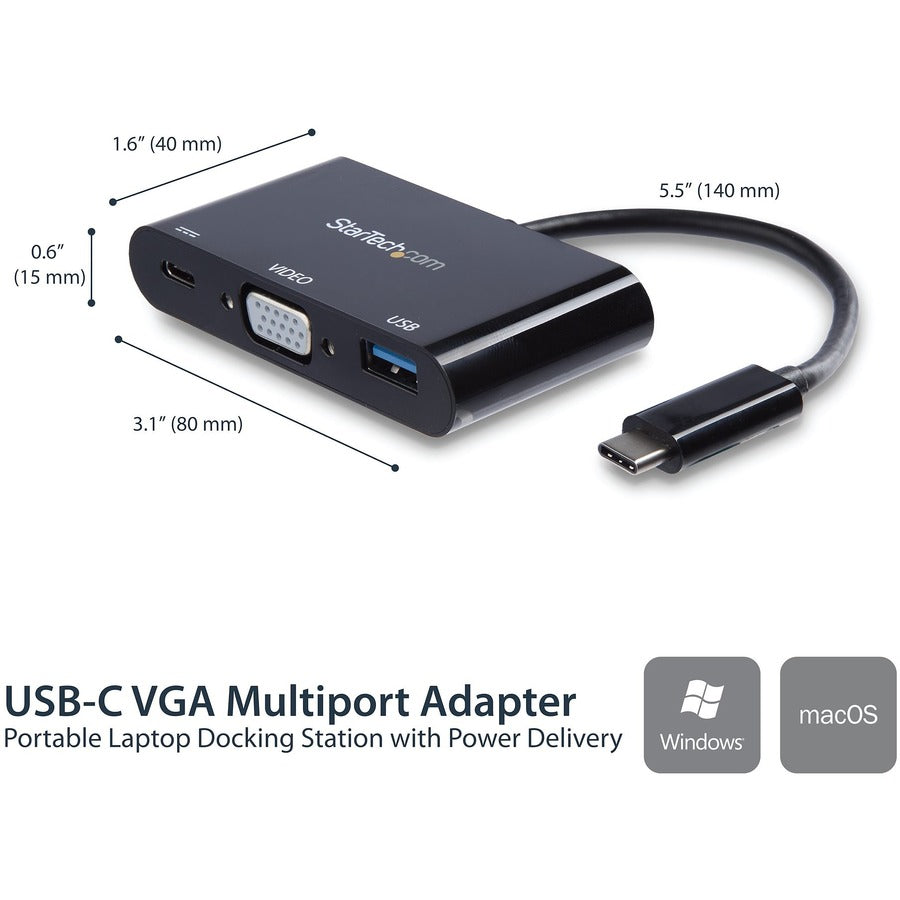 StarTech.com USB C Multiport Adapter with HDMI, VGA, Gb