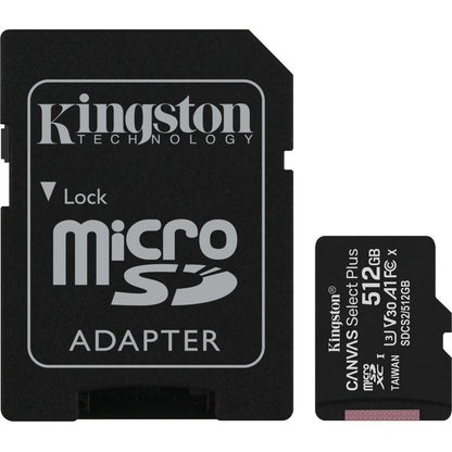 Kingston Canvas Select Plus 512 GB Class 10/UHS-I (U3) microSDXC - 1 Pack