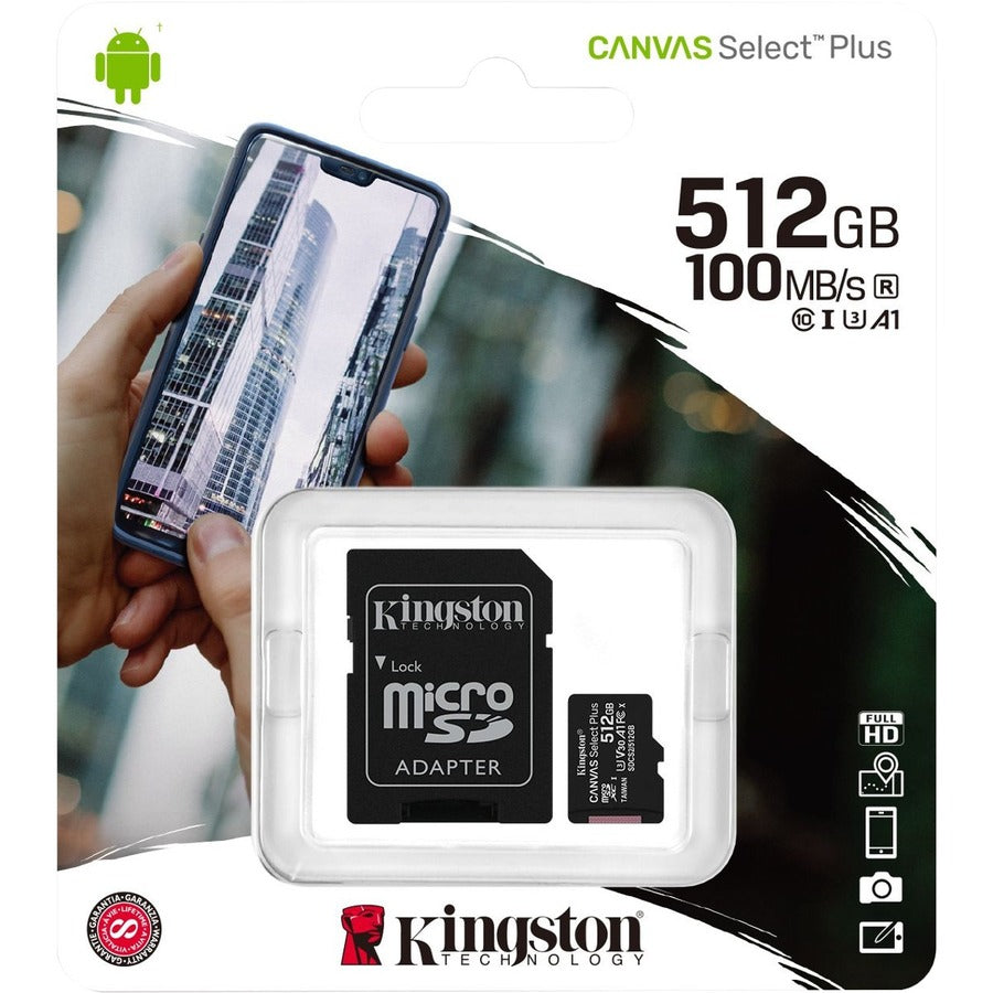 Kingston Canvas Select Plus 512 GB Class 10/UHS-I (U3) microSDXC - 1 Pack