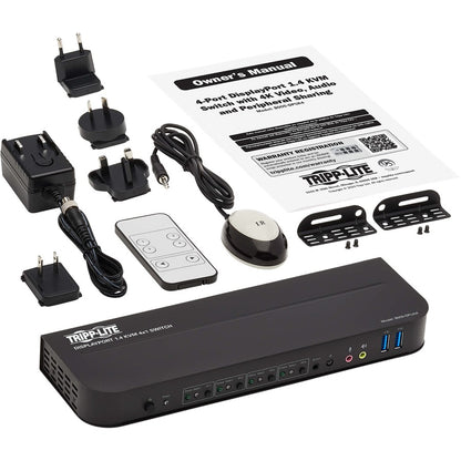 Tripp Lite DisplayPort USB KVM Switch 4-Port 4K 60Hz HDR DP 1.4 USB Sharing