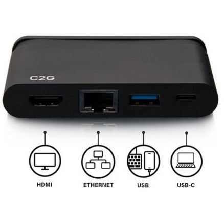 C2G USB C Dock with HDMI, USB, Ethernet, USB C & Power Delivery up to 100W