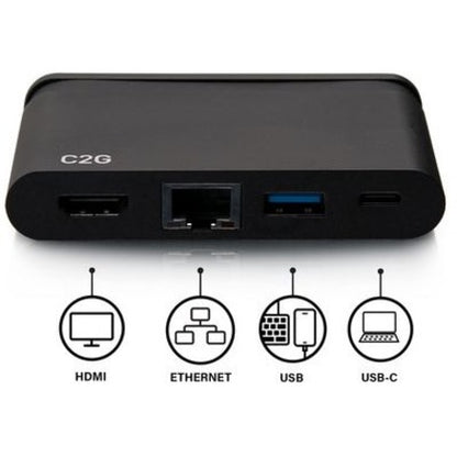 C2G USB C Dock with HDMI, USB, Ethernet, USB C & Power Delivery up to 100W
