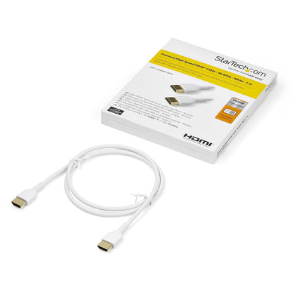 StarTech.com 1m Premium Certified HDMI 2.0 Cable with Ethernet - 3ft High Speed UHD 4K 60Hz HDR Durable Rugged Ultra HD HDMI Monitor Cord