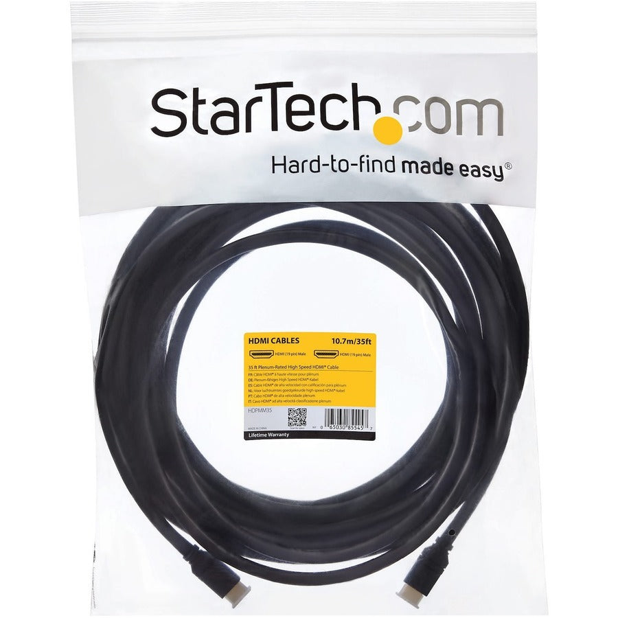 StarTech.com 35 ft 10m Plenum-Rated High Speed HDMI Cable - Ultra HD 4k x 2k HDMI Cable - HDMI to HDMI M/M