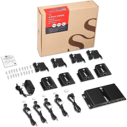 SIIG 4 Port HDMI Splitter over Cat6 Extender with IR - 40m