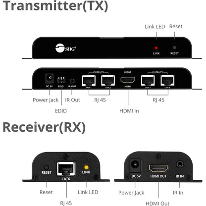 SIIG 4 Port HDMI Splitter over Cat6 Extender with IR - 40m