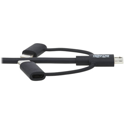 Tripp Lite USB-A to Lightning, USB Micro-B and USB C Sync/Charge Cable Universal 6ft