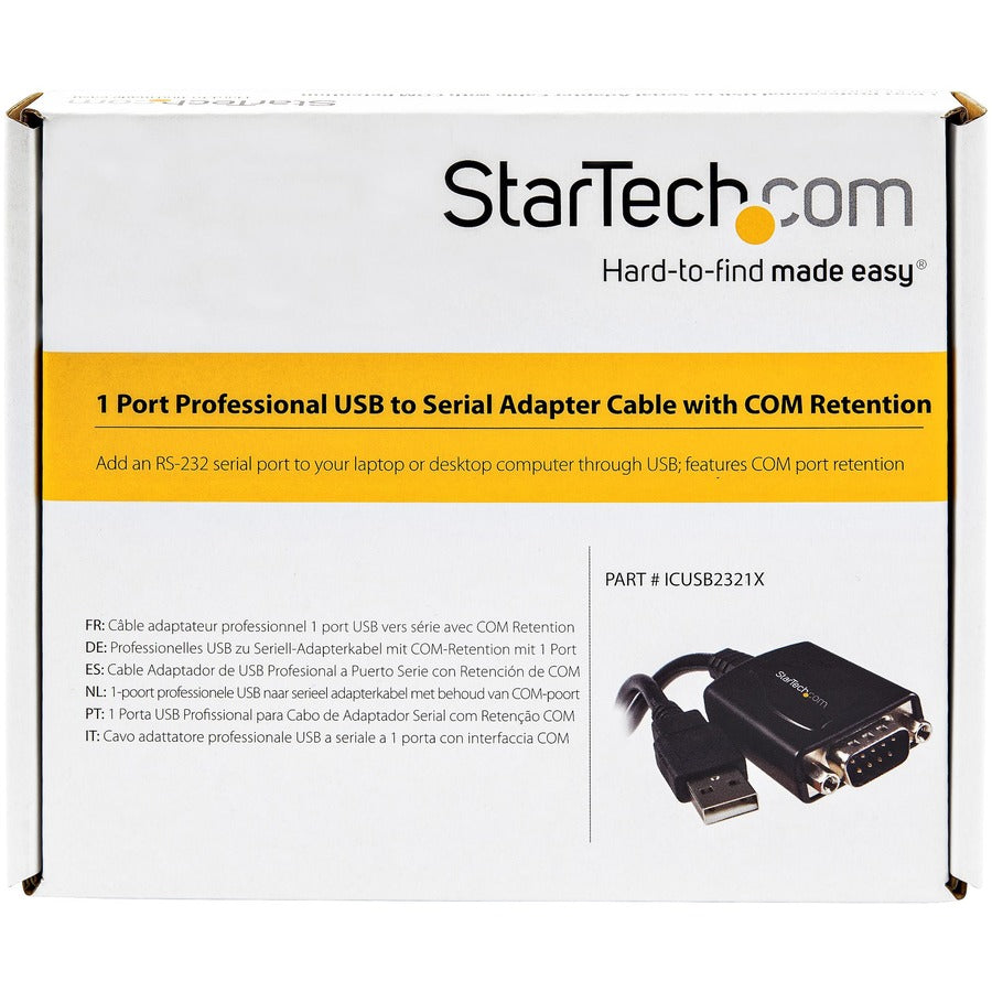 StarTech.com USB to Serial Adapter - 1 Port - COM Port Retention - Texas Instruments TIUSB3410 - USB to RS232 Adapter Cable
