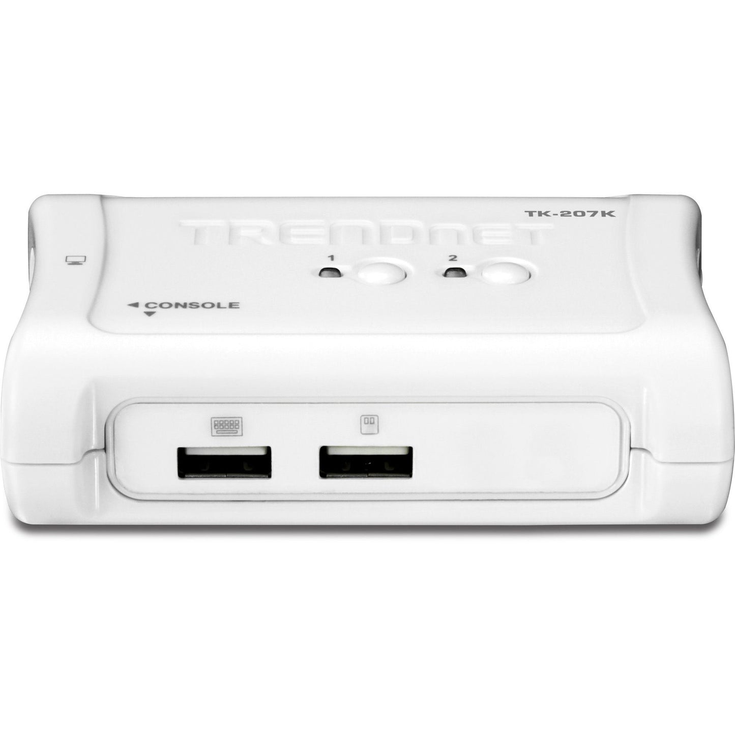 TRENDnet 2-Port USB KVM Switch And Cable Kit, 2048 x 1536 Resolution, Device Monitoring, Auto-Scan, Audible Feedback, USB 1.1, Compliant With Windows And Linux, Hot-Pluggable, White, TK-207K