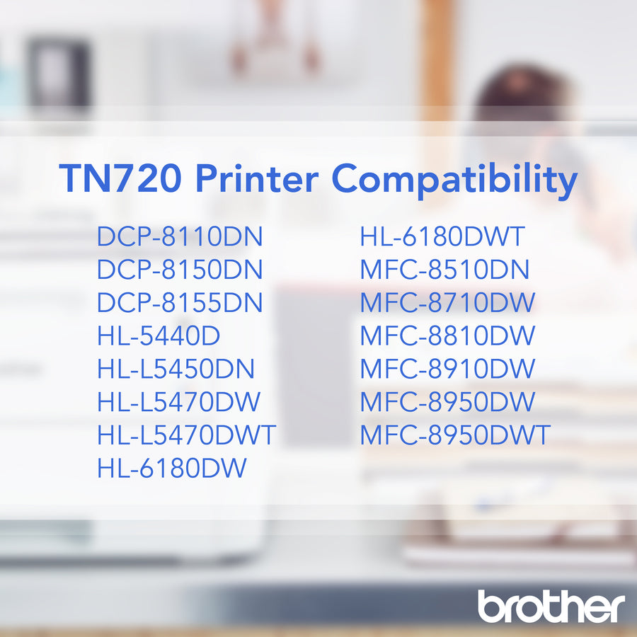 Brother Genuine TN720 Mono Laser Black Toner Cartridge