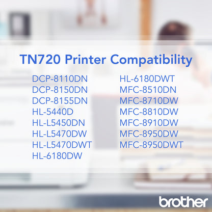 Brother Genuine TN720 Mono Laser Black Toner Cartridge