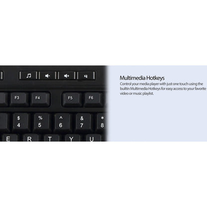 Adesso Multimedia Desktop Keyboard with 3-Port USB Hub