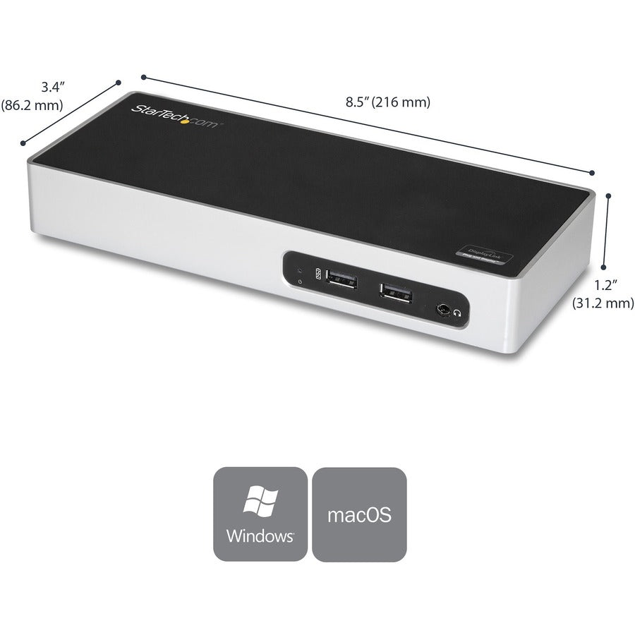 Star Tech.com USB 3.0 Docking Station - Dual Monitor Laptop Dock with HDMI & DVI/VGA - 6x USB Type-A Hub, GbE - Universal Windows & Mac