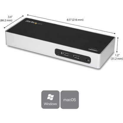 Star Tech.com USB 3.0 Docking Station - Dual Monitor Laptop Dock with HDMI & DVI/VGA - 6x USB Type-A Hub, GbE - Universal Windows & Mac