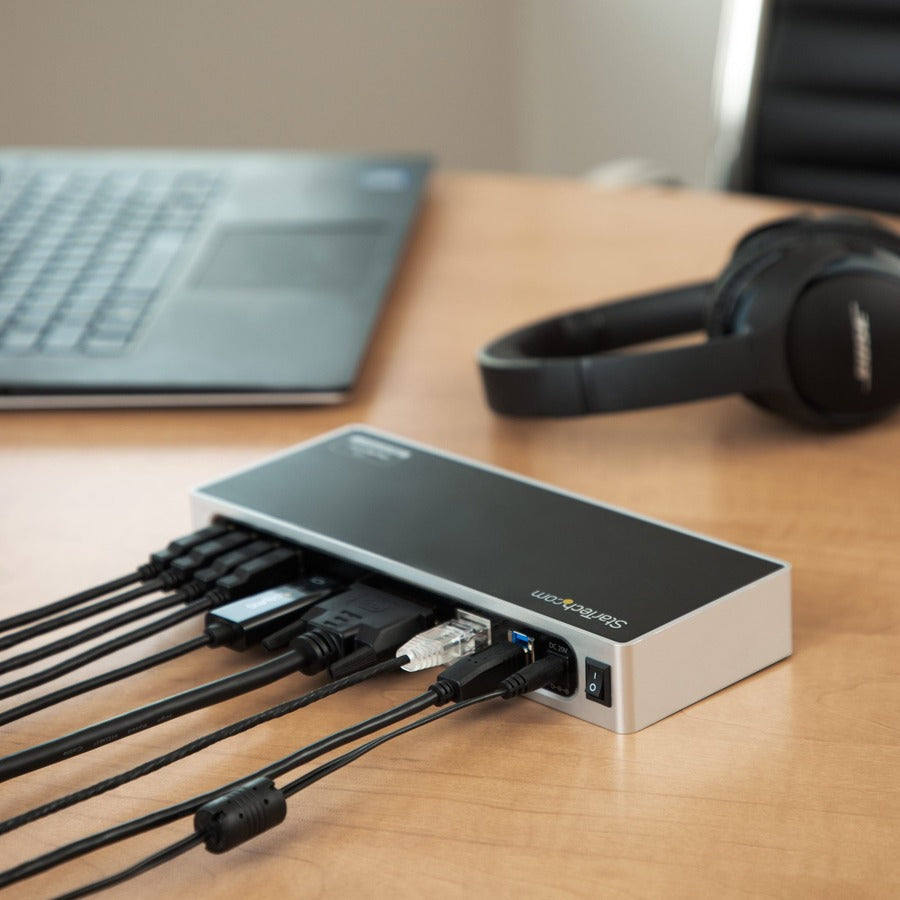 Star Tech.com USB 3.0 Docking Station - Dual Monitor Laptop Dock with HDMI & DVI/VGA - 6x USB Type-A Hub, GbE - Universal Windows & Mac