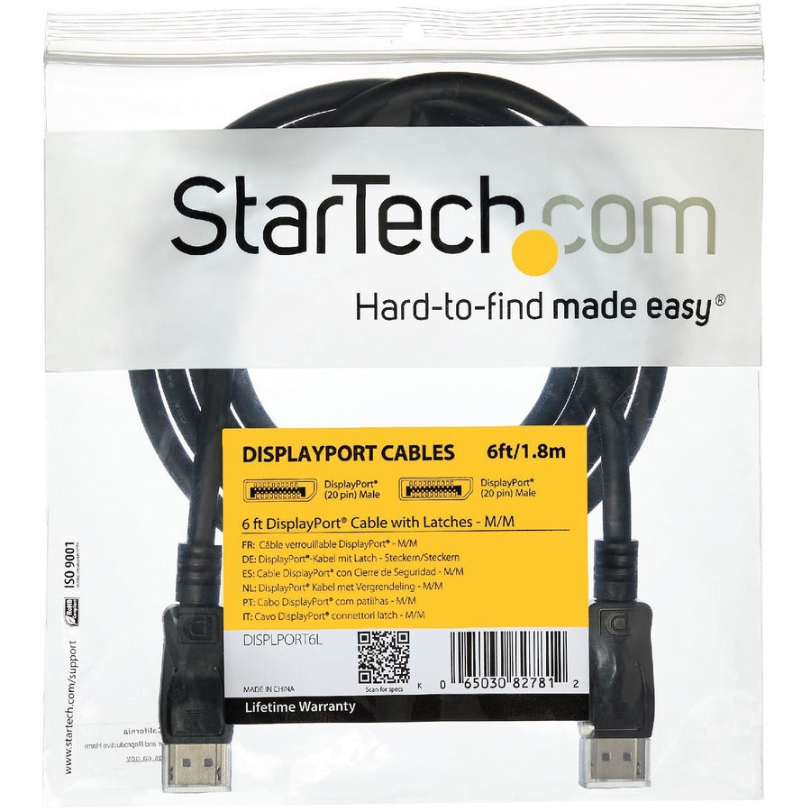 StarTech.com DisplayPort Cable - 6 ft / 2m - 4K DisplayPort 1.2 Cable - DP to DP Cable