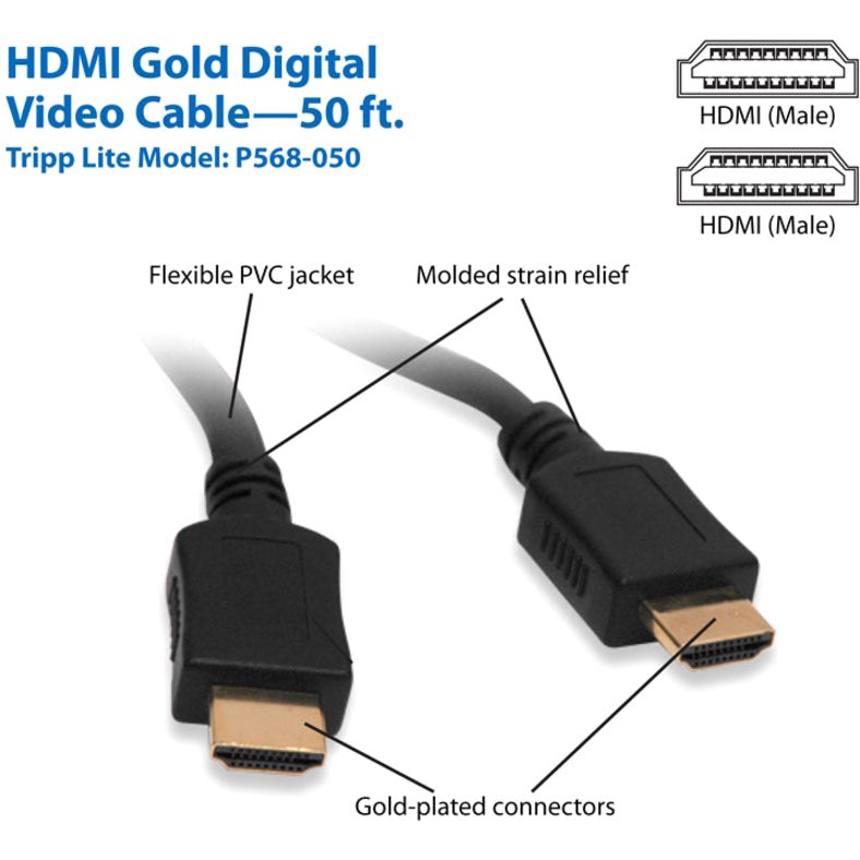 Tripp Lite 50ft Standard Speed HDMI Cable Digital Video with Audio 1080p M/M 50'